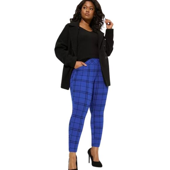 Torrid Studio Pull-On Pocket Pixie Skinny Pants Women’s 3X Blue Plaid Stretch - Picture 6 of 6
